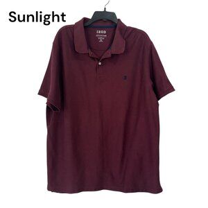 Izod Advantage Performance Polo Shirt SZ XXL Burgundy Cotton Blend Stretch